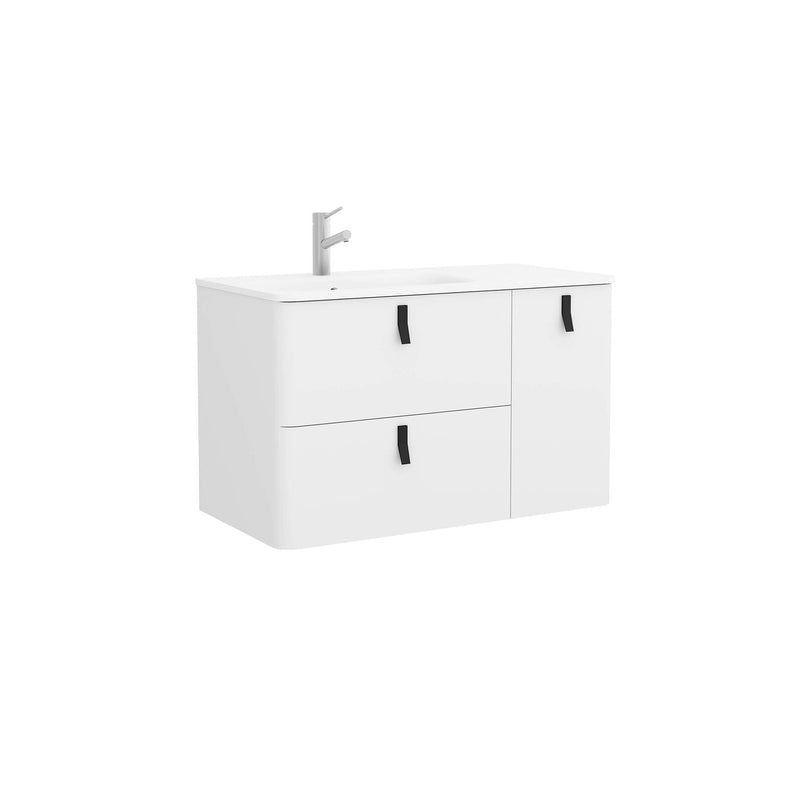 UNIIQ Sketch 900 x 450mm Wall Hung Vanity Unit with Basin - Right Handed Matt White
