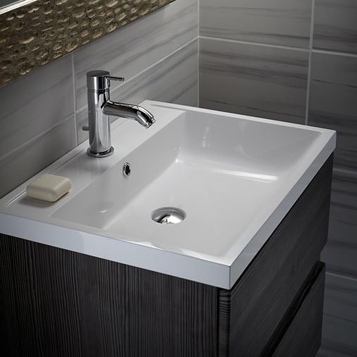 Vermont 600mm Wall Mounted Vanity Unit and Basin - Grey Avola