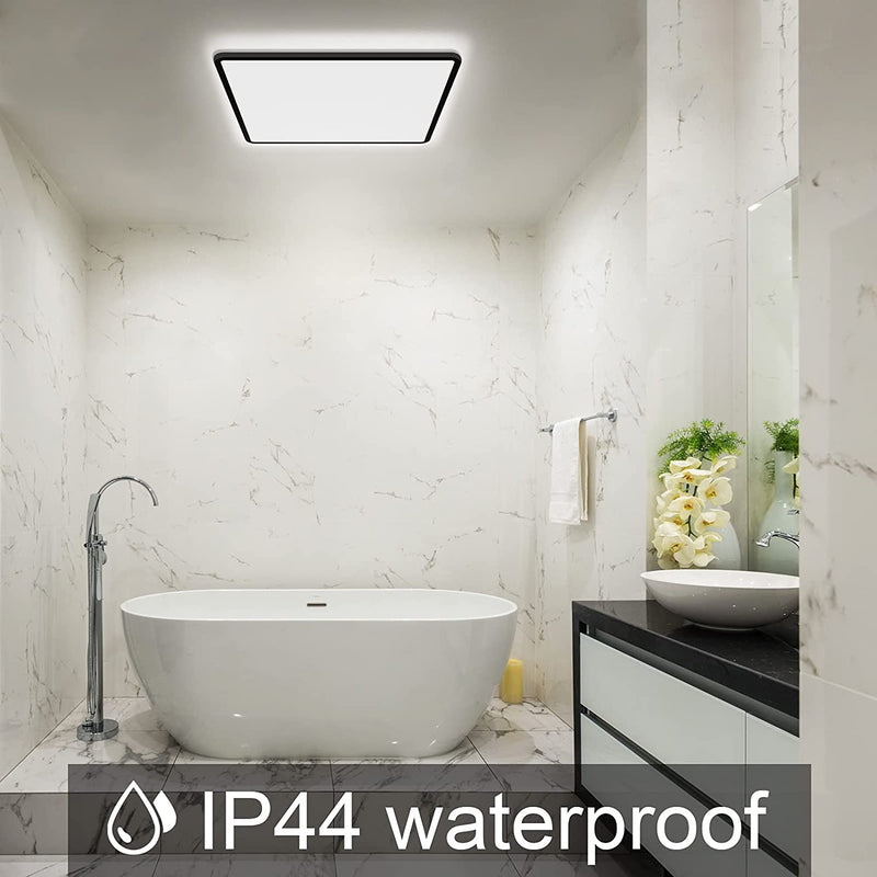 Optim Noir IP44 Bathroom Ceiling Light Square - Black