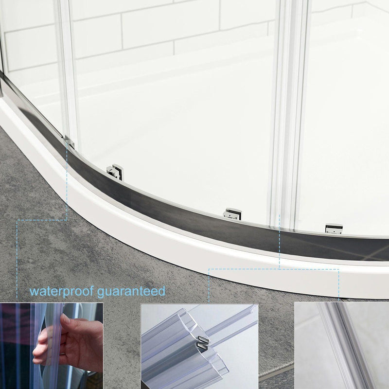 Elle 1000 x 900mm Reversible Offset Shower Enclosure 8mm Easy Clean Nano Glass Shower Cubicle