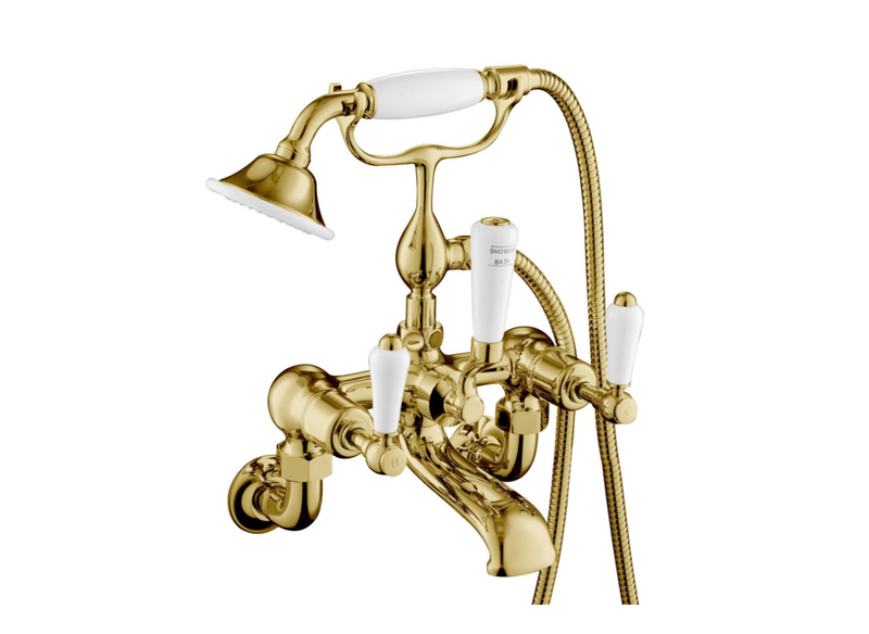 JTP Grosvenor Lever Antique Brass Edition Wall Mounted Shower Mixer with Kit