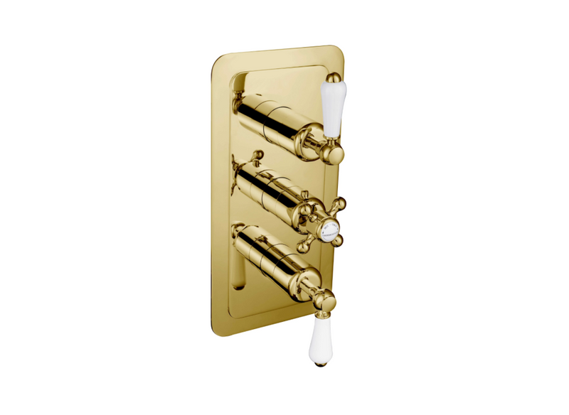 JTP Grosvenor Lever Antique Brass Edition Thermostatic Outlet Shower Valve - Select Outlet