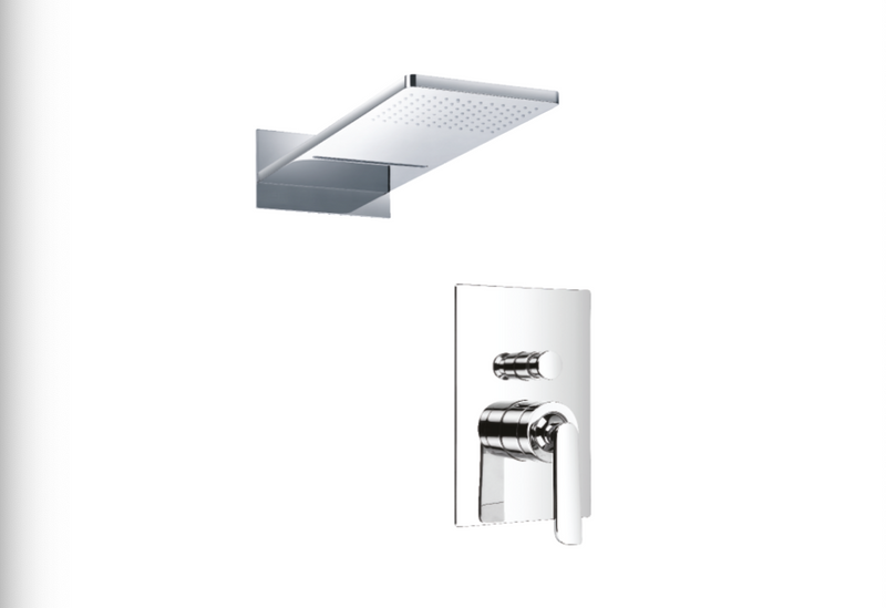 JTP Cascata Chrome Single Lever Concealed Diverter with 2 Outlet and Overhead Shower