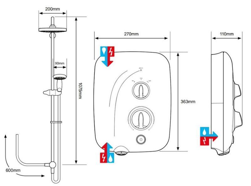 Mira Shower White & Chrome Elite SE Pumped Electric Shower with Fixed & Adjustable Heads 9.8kw