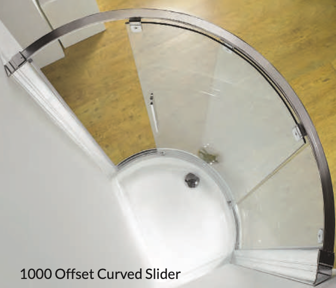 Kudos Original Classic Offset Curved Centre Acesss Sliding Enclosure 1000 x 800 x 1850mm RH