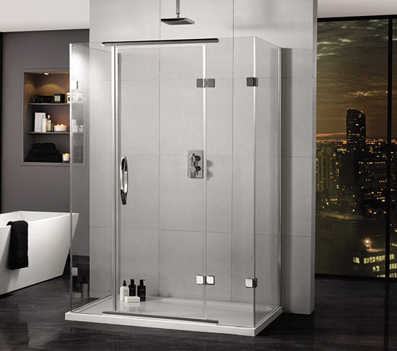 Aquadart AQ1020 1200mm x 900mm Hinged Door 2 Sided Inline Shower with Side Panel