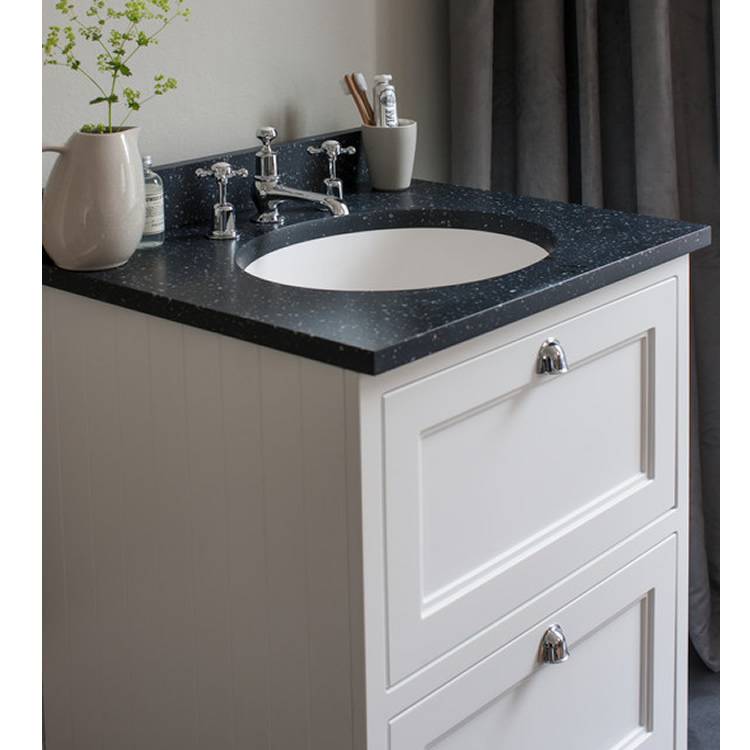 Burlington Freestanding Furniture Grey 650mm Vanity & Minerva Black Granite Basin 1TH