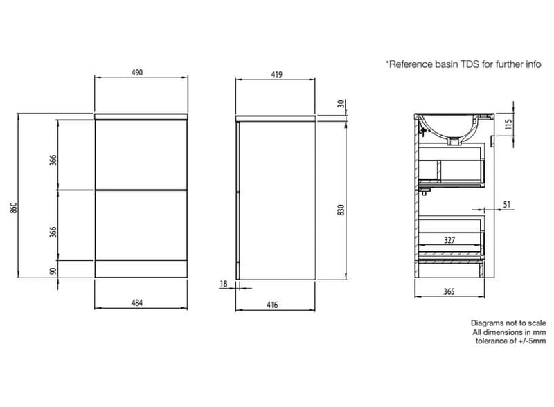 Tavistock Cadence 500 Floorstanding Unit & Basin - Select Colour