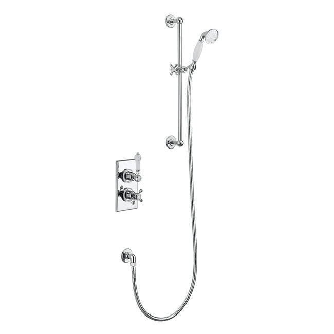 Burlington Trent Thermostatic Dual Function Valve, Straight Arm, 6 Inch Airburst Head and Handset