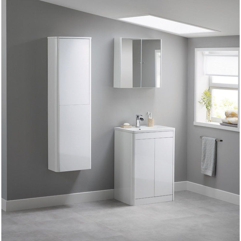 Lucca 600mm Floor Standing Vanity Unit + Basin - Gloss White